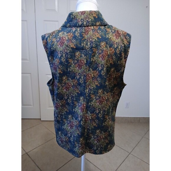 Vintage Westbound Green Floral Print Sleeveless Blazer Size Large RN‎ 58909 - Picture 3 of 11